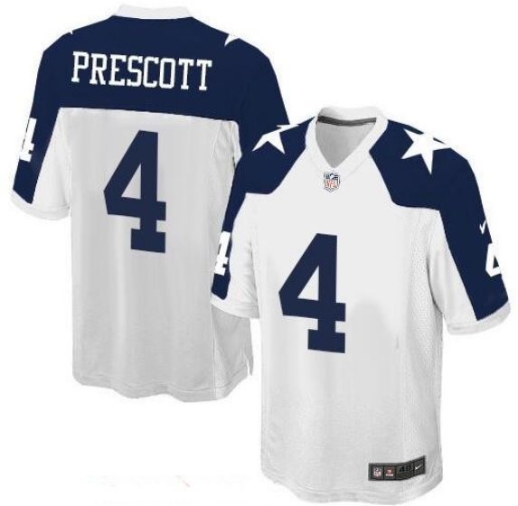 Men Dallas Cowboys #4 Dak Prescott White Thanksgiving Stitched NFL Nike Game Jersey->->NFL Jersey